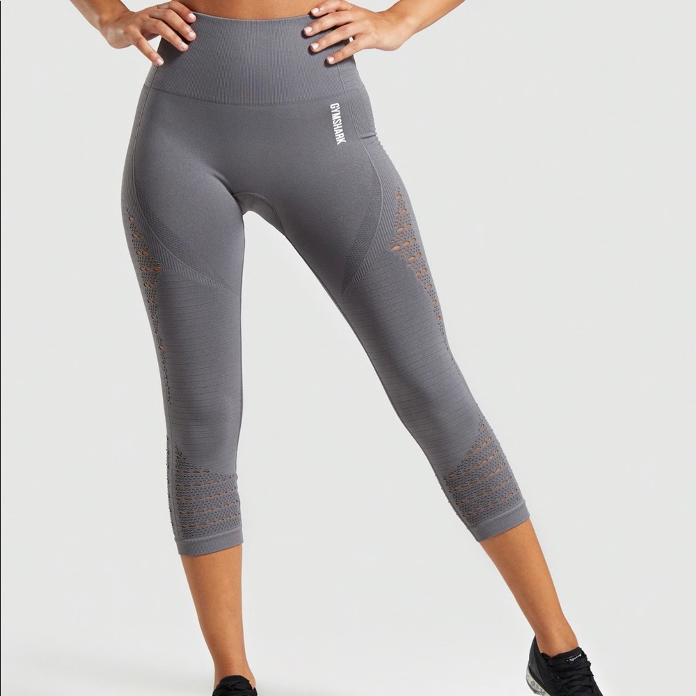 Gymshark, Energy + Seamless cropped, M, smoke grey